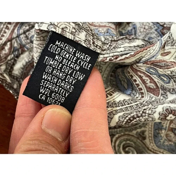 Panhandle Men's Polo Button Down XXL 100% Cotton Bohemian Long Sleeve paisley - Picture 12 of 13